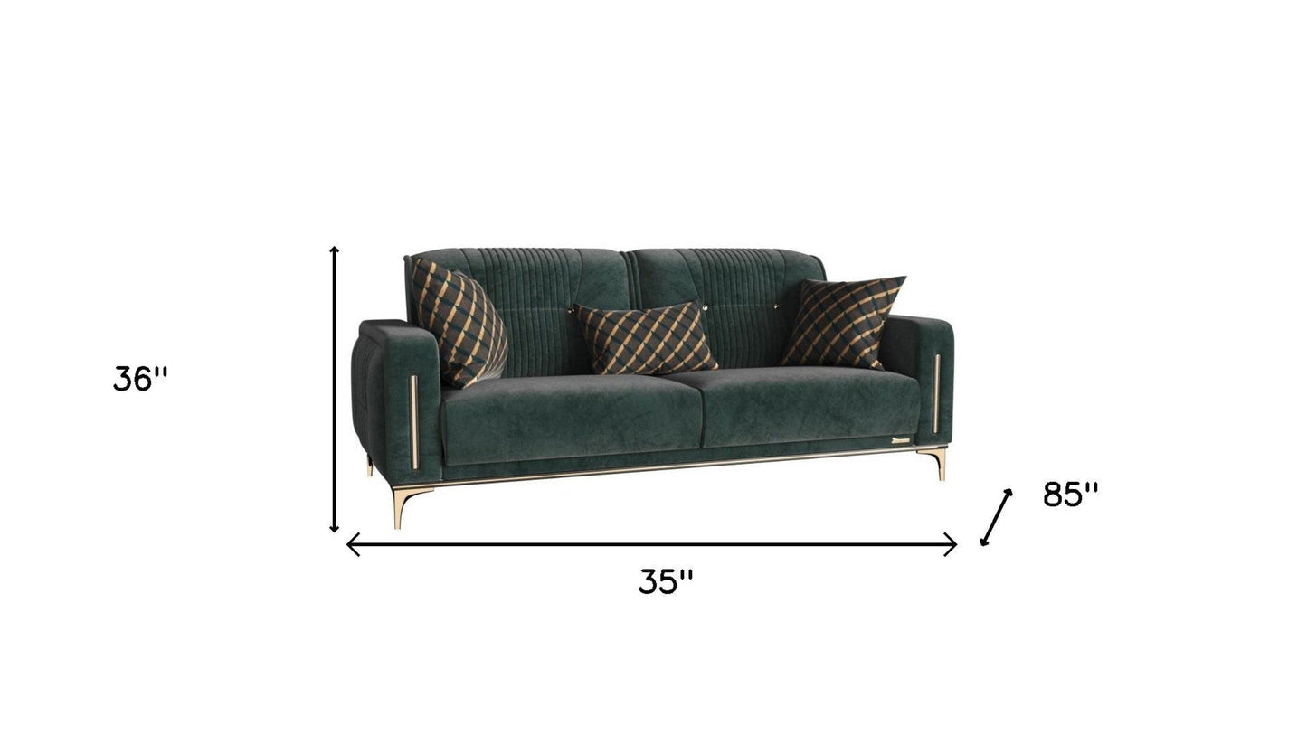Modway Furniture 85" Green Microfiber Sleeper Sofa with Stylish Toss Pillows - Comfort, Durability & Modern Design! - 521600-HOMEROOTS