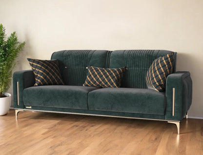 Modway Furniture 85" Green Microfiber Sleeper Sofa with Stylish Toss Pillows - Comfort, Durability & Modern Design! - 521600-HOMEROOTS