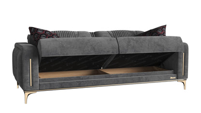Modway Furniture 85" Gray Microfiber Sleeper Sofa with Cozy Toss Pillows - Stylish, Durable, and Comfort-Driven Design - 521601-HOMEROOTS