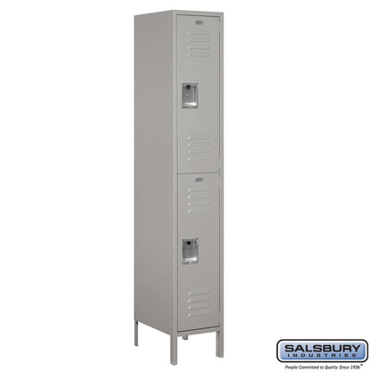Salsbury 15" Wide Double Tier Standard Metal Locker -1 Wide - 52165GY-A