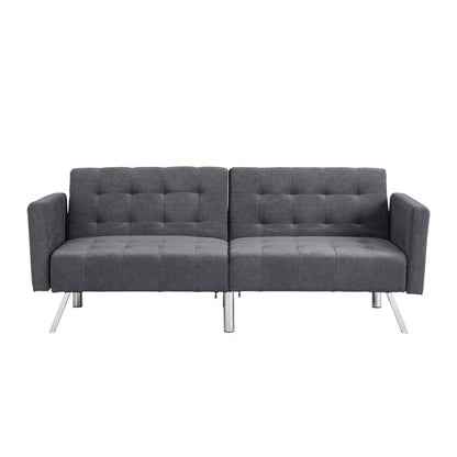 Modway Furniture 75" Dark Gray Linen Sleeper Sofa with Stylish Silver Legs - Contemporary Comfort for Any Space - 522394-HOMEROOTS