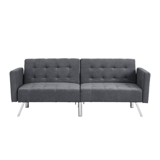 Modway Furniture 75" Dark Gray Linen Sleeper Sofa with Stylish Silver Legs - Contemporary Comfort for Any Space - 522394-HOMEROOTS