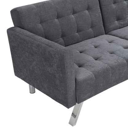 Modway Furniture 75" Dark Gray Linen Sleeper Sofa with Stylish Silver Legs - Contemporary Comfort for Any Space - 522394-HOMEROOTS