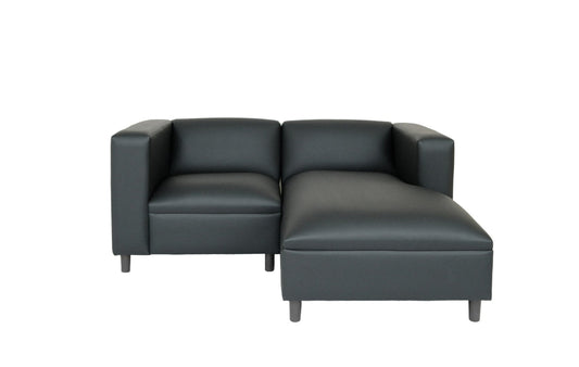 Modway Furniture 84" Black Faux Leather Sofa Chaise - Stylish Comfort with Resilient Vinyl and Contemporary Design - 530469-HOMEROOTS