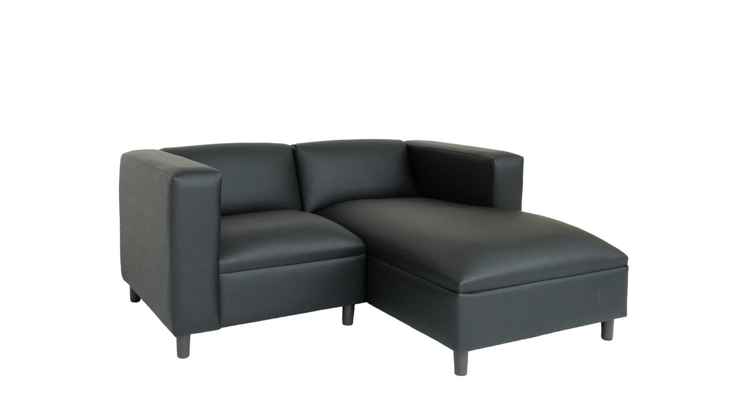 Modway Furniture 84" Black Faux Leather Sofa Chaise - Stylish Comfort with Resilient Vinyl and Contemporary Design - 530469-HOMEROOTS