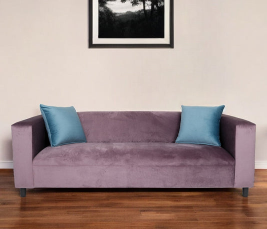 Modway Furniture 72" Lavender Velvet Sofa with Toss Pillows, Stylish Black Legs, Cozy Comfort, and Modern Design - 530476-HOMEROOTS