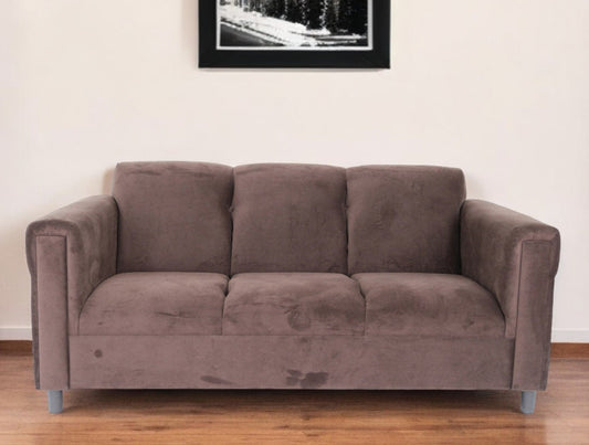 Modway Furniture 72" Luxurious Dark Brown Suede Sofa with Black Legs - Stylish Comfort & Contemporary Design for Any Room - 530480-HOMEROOTS