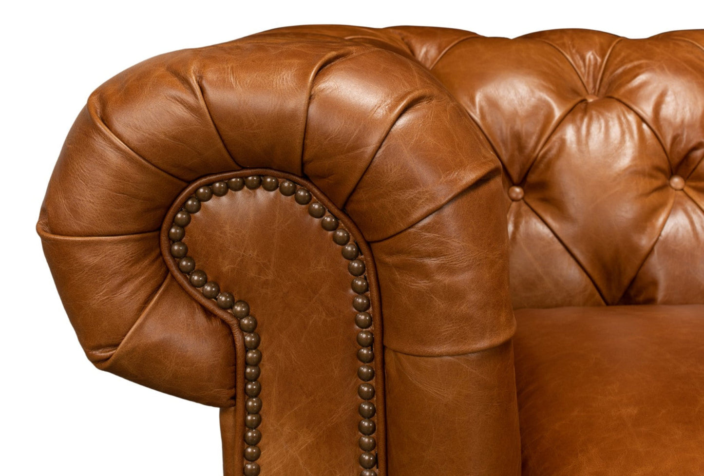 Modway Furniture Tufted Cuba Brown Leather Club Sofa – Stylish Design with Dark Hardwood Frame for Timeless Elegance
