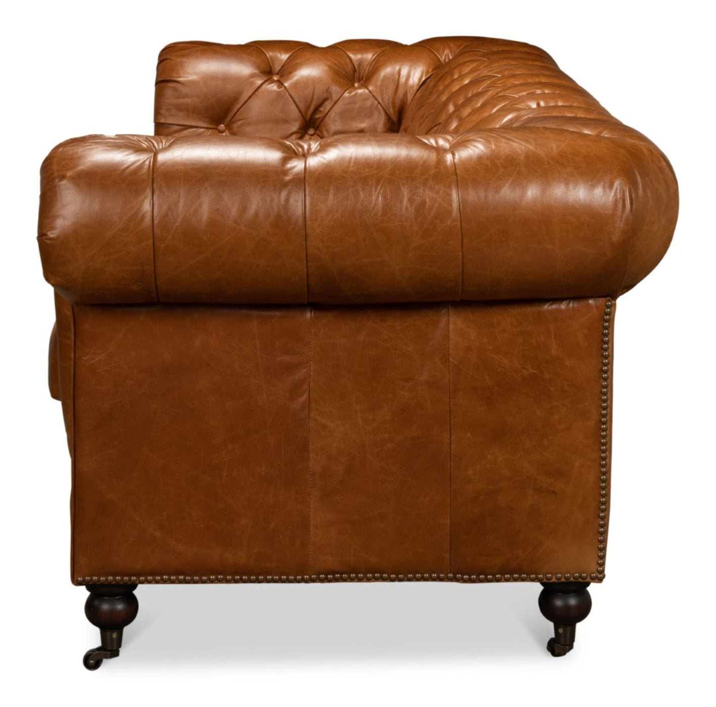 Modway Furniture Tufted Cuba Brown Leather Club Sofa – Stylish Design with Dark Hardwood Frame for Timeless Elegance