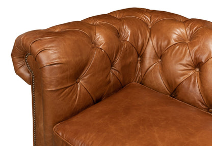 Modway Furniture Tufted Cuba Brown Leather Club Sofa – Stylish Design with Dark Hardwood Frame for Timeless Elegance