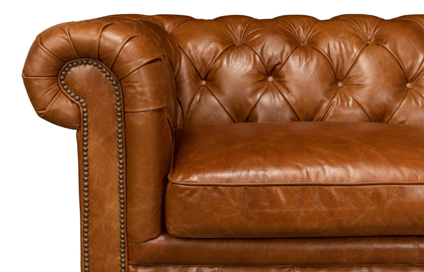 Modway Furniture Tufted Cuba Brown Leather Club Sofa – Stylish Design with Dark Hardwood Frame for Timeless Elegance