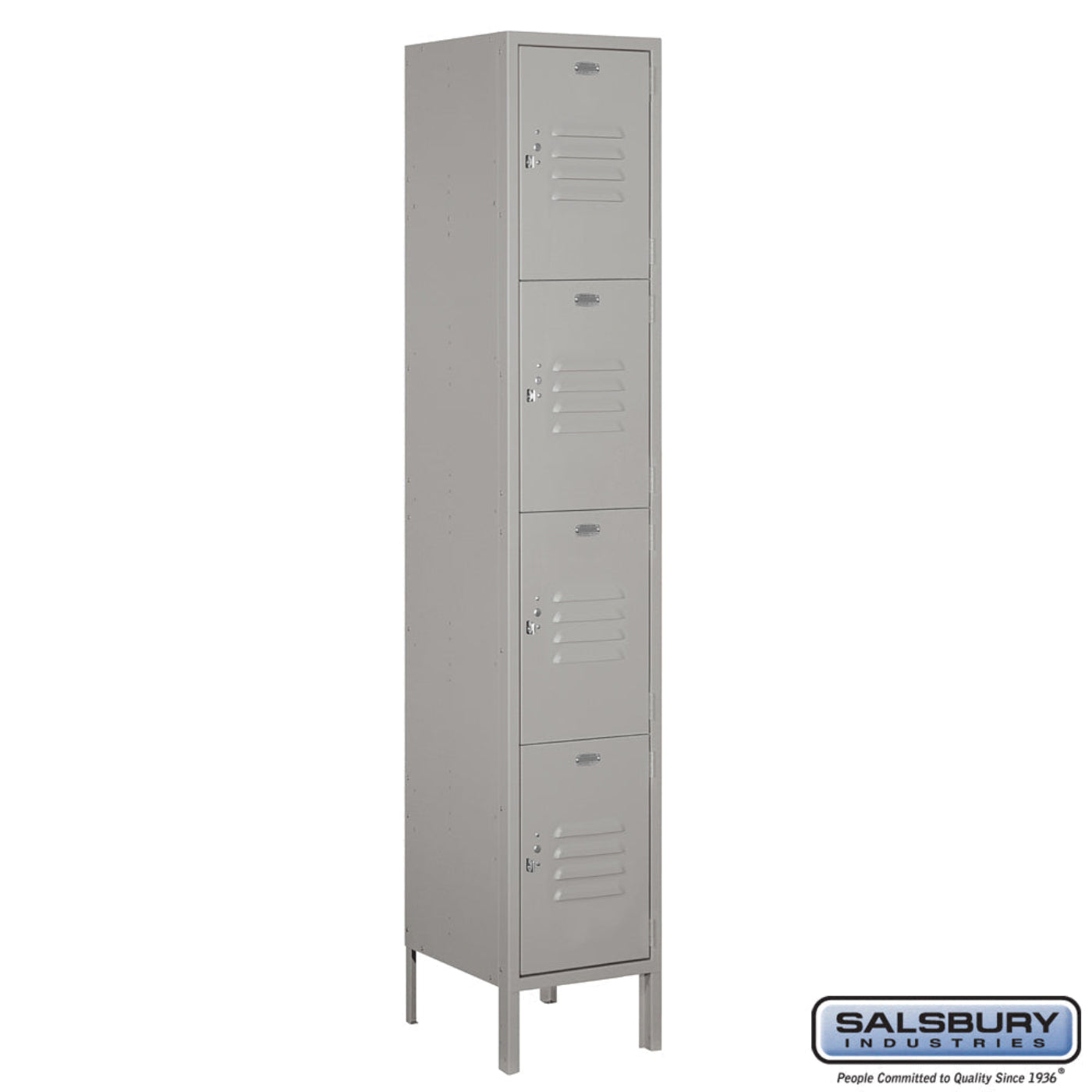 Salsbury 15" Wide Four Tier Standard Metal Locker - 1 Wide - 54165GY-A