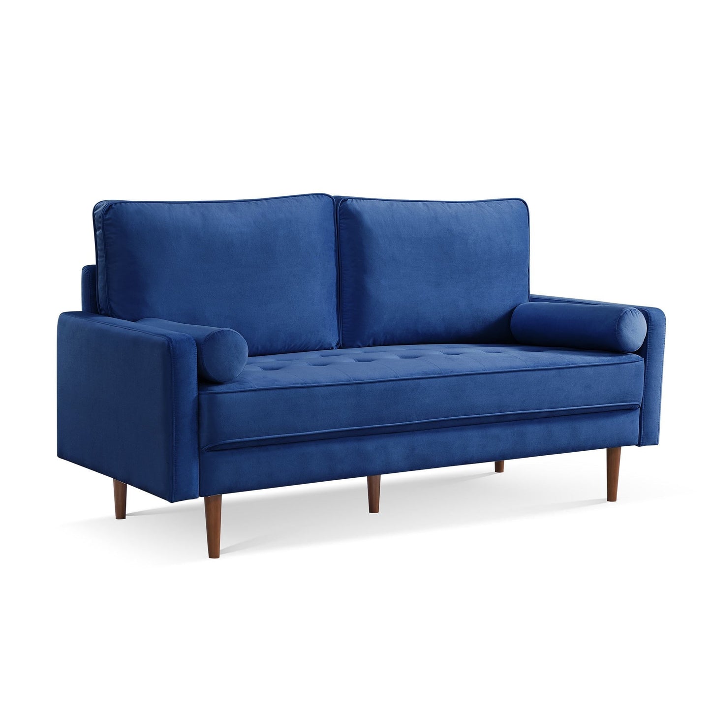 Modway Furniture 69" Blue Velvet Sofa with Dark Brown Legs & Toss Pillows - Stylish Comfort & Contemporary Design - 543706-HOMEROOTS