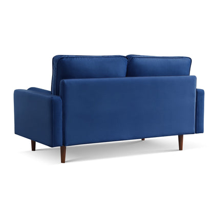 Modway Furniture 69" Blue Velvet Sofa with Dark Brown Legs & Toss Pillows - Stylish Comfort & Contemporary Design - 543706-HOMEROOTS