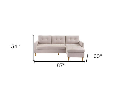 Modway Furniture 87" Beige Polyester Blend Sofa with Ottoman - Stylish Comfort, Natural Legs & Removable Cushions! - 544960-HOMEROOTS