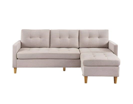 Modway Furniture 87" Beige Polyester Blend Sofa with Ottoman - Stylish Comfort, Natural Legs & Removable Cushions! - 544960-HOMEROOTS