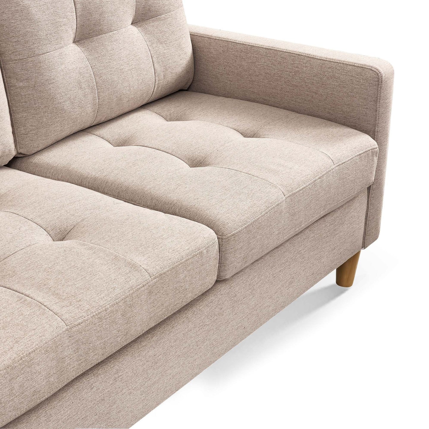 Modway Furniture 87" Beige Polyester Blend Sofa with Ottoman - Stylish Comfort, Natural Legs & Removable Cushions! - 544960-HOMEROOTS