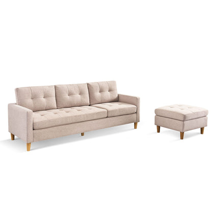 Modway Furniture 87" Beige Polyester Blend Sofa with Ottoman - Stylish Comfort, Natural Legs & Removable Cushions! - 544960-HOMEROOTS
