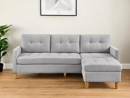 Modway Furniture 87" Luxurious Light Gray Polyester Blend Sofa & Ottoman with Natural Wood Legs for Modern Décor - 544961-HOMEROOTS