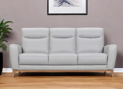 Modway Furniture 83" Gray Leather Sofa - Luxurious Comfort with Elegant Brown Legs for Stylish Living Rooms - 546406-HOMEROOTS