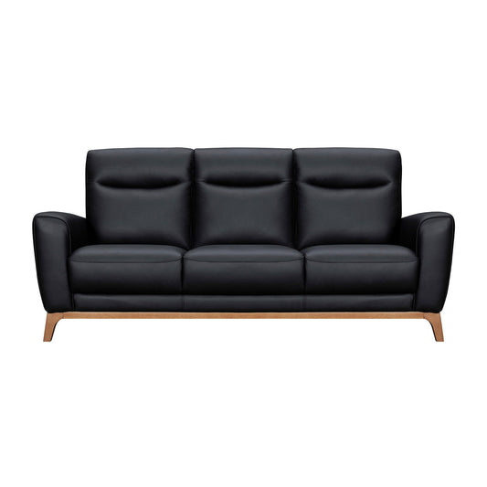 Modway Furniture 83" Luxurious Black Leather Sofa with Elegant Brown Legs - Comfort, Style, and Superior Support! - 546407-HOMEROOTS