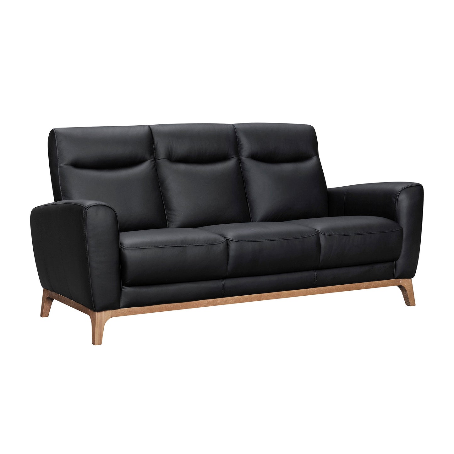 Modway Furniture 83" Luxurious Black Leather Sofa with Elegant Brown Legs - Comfort, Style, and Superior Support! - 546407-HOMEROOTS