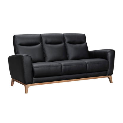 Modway Furniture 83" Luxurious Black Leather Sofa with Elegant Brown Legs - Comfort, Style, and Superior Support! - 546407-HOMEROOTS