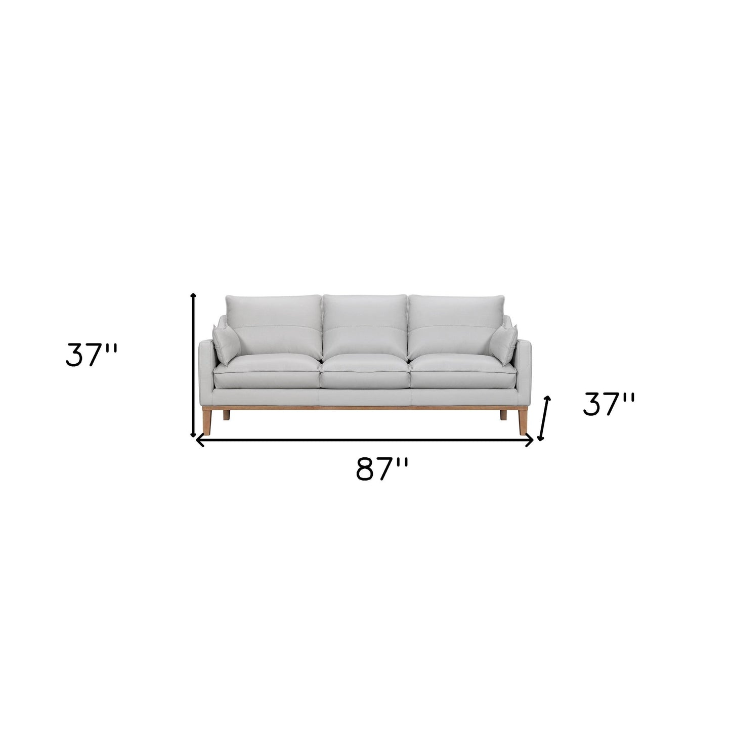 Modway Furniture 87" Gray Leather Sofa with Removable Cushions and Elegant Brown Legs for Luxurious Comfort -546408-HOMEROOTS