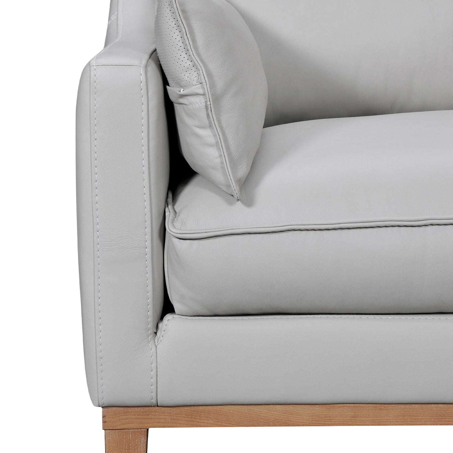 Modway Furniture 87" Gray Leather Sofa with Removable Cushions and Elegant Brown Legs for Luxurious Comfort -546408-HOMEROOTS