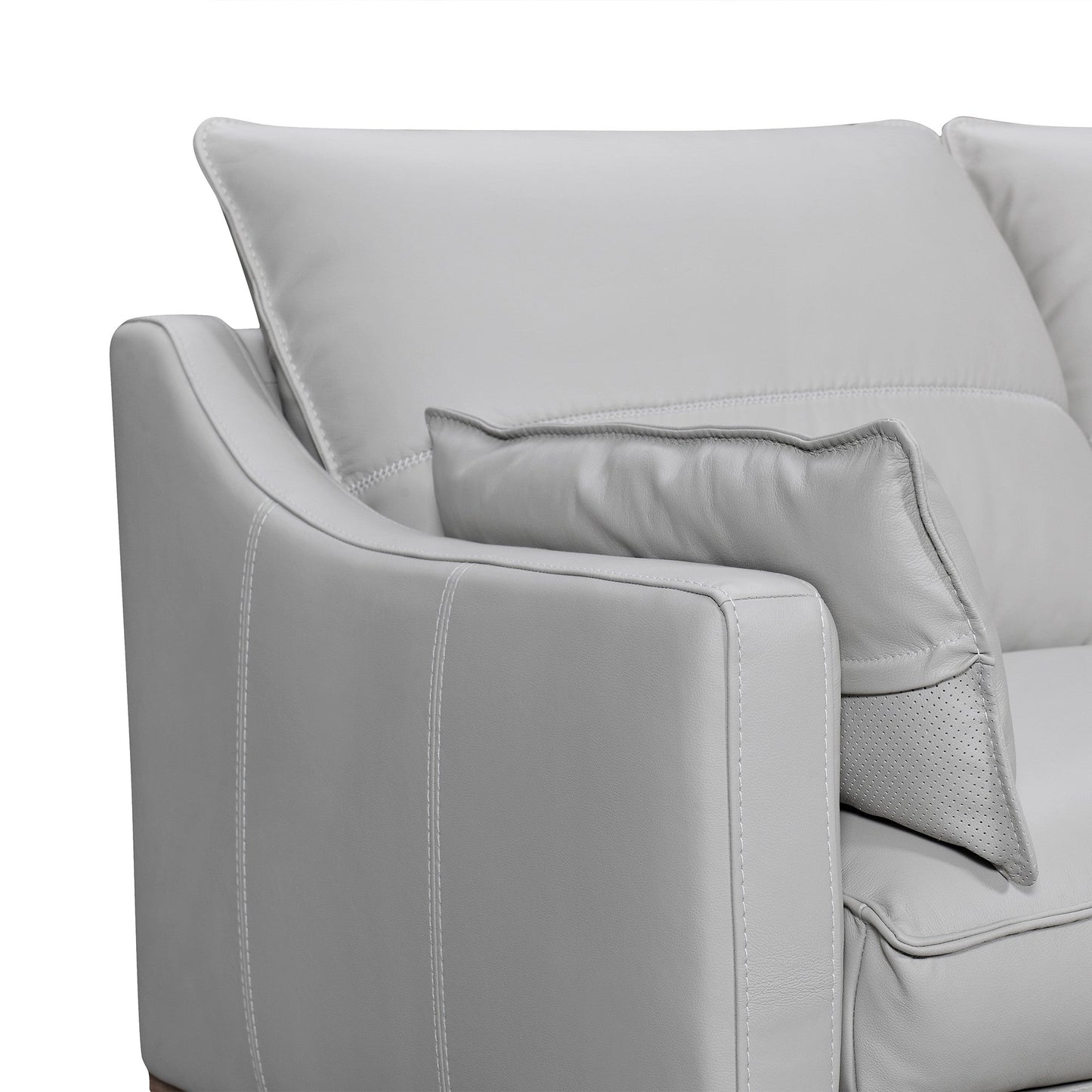 Modway Furniture 87" Gray Leather Sofa with Removable Cushions and Elegant Brown Legs for Luxurious Comfort -546408-HOMEROOTS