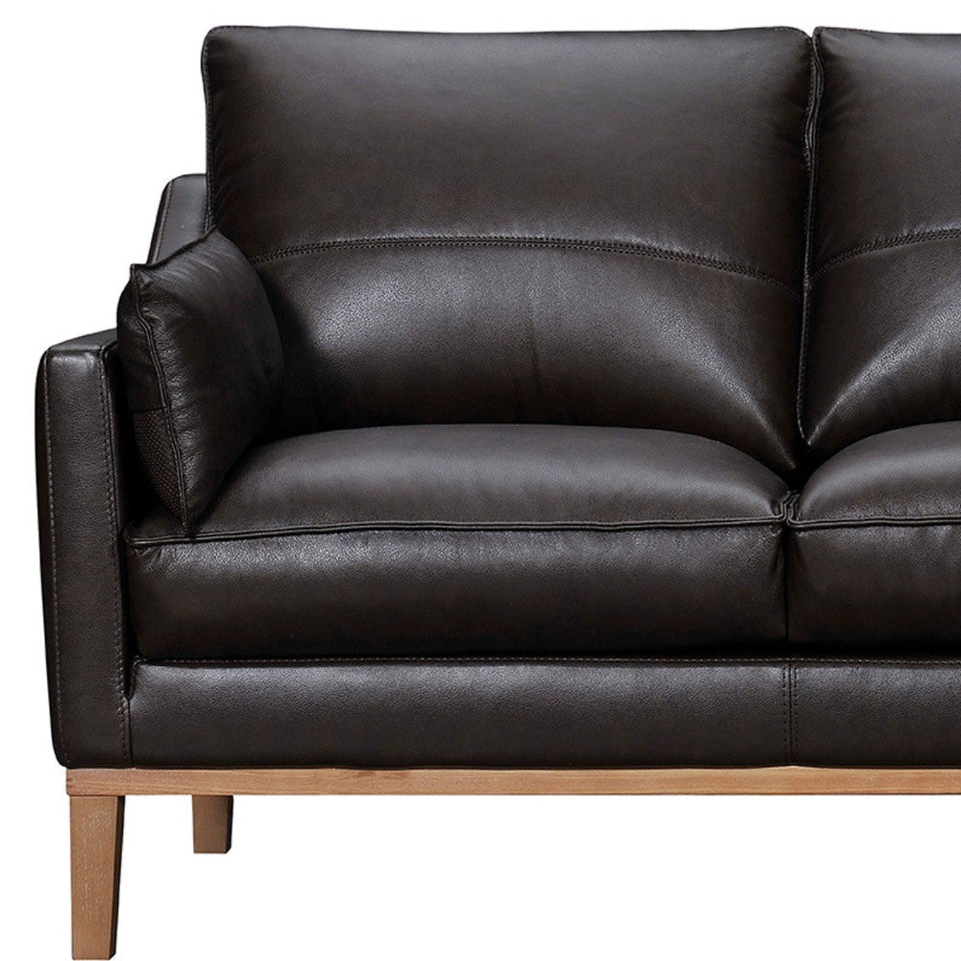 Modway Furniture 87" Dark Brown Leather Sofa with Plush Toss Pillows - Elegant Comfort and Durable Design! - 546409-HOMEROOTS
