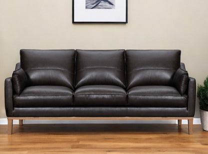 Modway Furniture 87" Dark Brown Leather Sofa with Plush Toss Pillows - Elegant Comfort and Durable Design! - 546409-HOMEROOTS