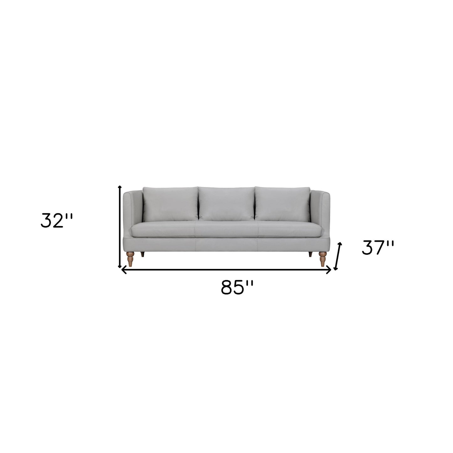 Modway Furniture 85" Gray Leather Sofa – Luxurious Comfort with Brown Legs, Tuxedo Arms & Durable Sinuous Springs Design - 546411-HOMEROOTS