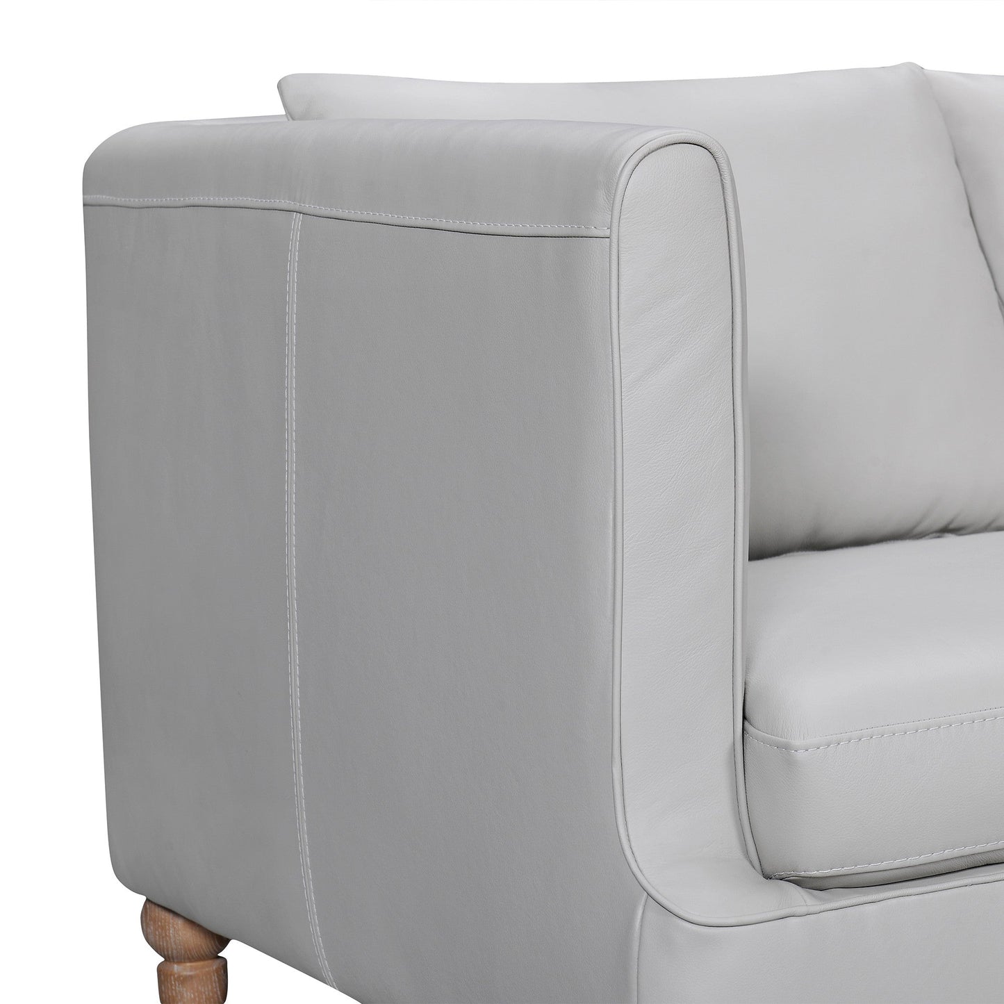 Modway Furniture 85" Gray Leather Sofa – Luxurious Comfort with Brown Legs, Tuxedo Arms & Durable Sinuous Springs Design - 546411-HOMEROOTS