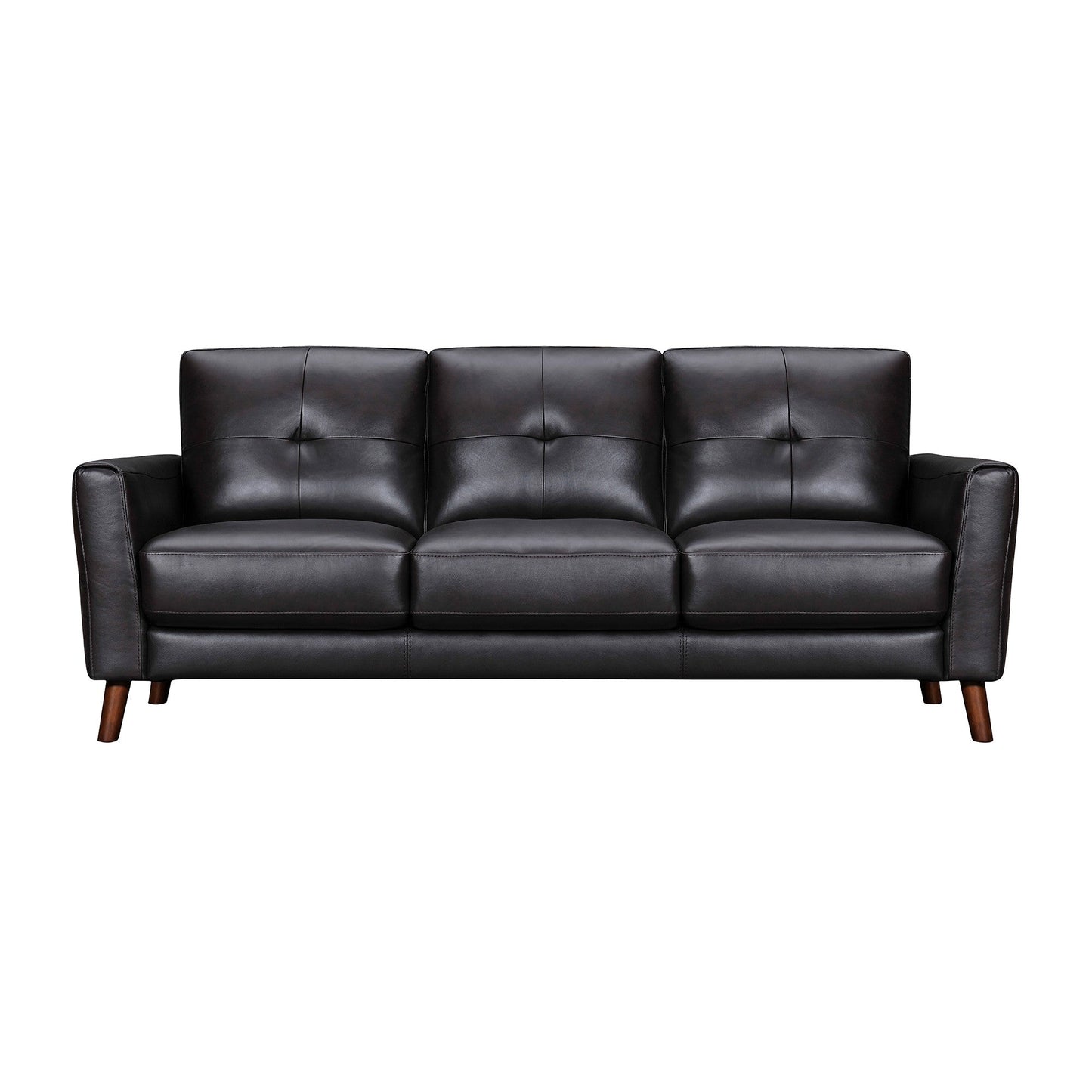 Modway Furniture 82" Black Leather Sofa with Brown Legs - Luxurious Comfort & Elegant Design for Stylish Living Spaces - 546416-HOMEROOTS