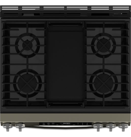 GE APPLIANCES GGS600AVES GE(R) 30" Slide-In Front-Control Convection Gas Range with No Preheat Air Fry and EasyWash(TM) Oven Tray - GGS600AVES-KT