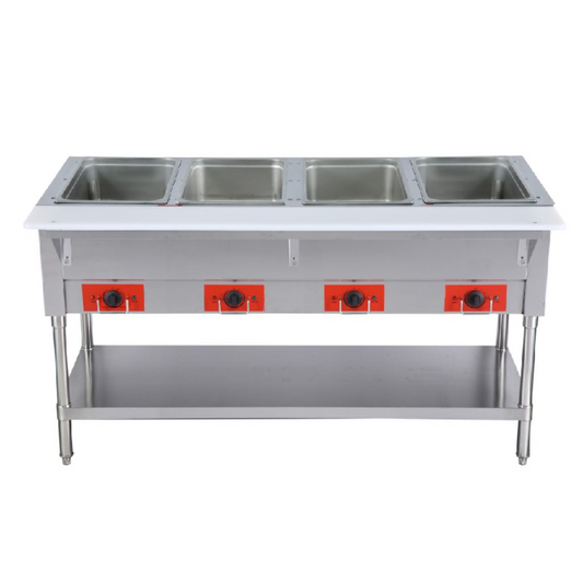 Chef AAA - FW-CN-0004-D, Commercial 58" Electric Steam Table with Cutting Board and Under-Shelf - FW-CN-0004-D