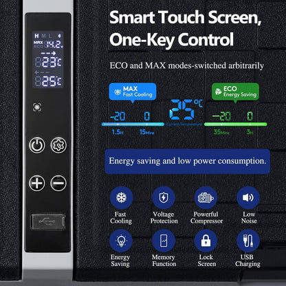 AOBOSI Portable Refrigerator on Wheels Dual Door Dual Zone 60qt/57L - J57