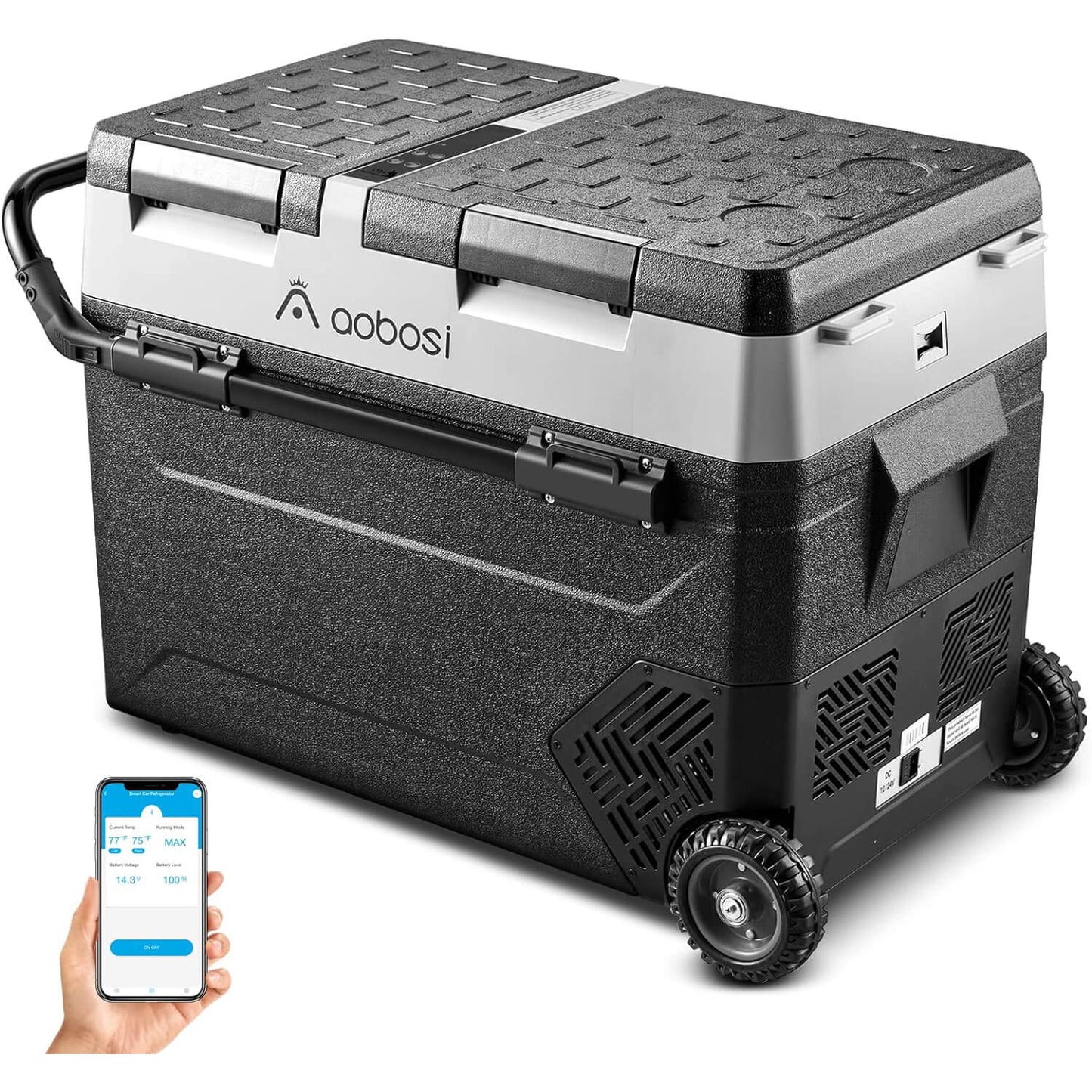 AOBOSI Portable Refrigerator on Wheels Dual Door Dual Zone 60qt/57L - J57