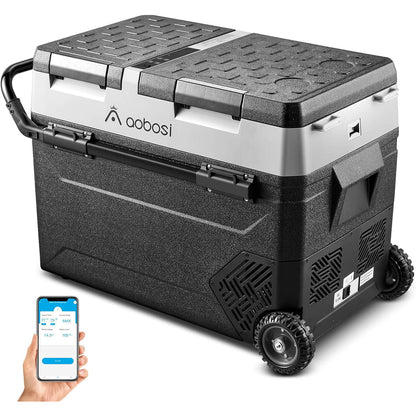 AOBOSI Portable Refrigerator on Wheels Dual Door Dual Zone 60qt/57L - J57