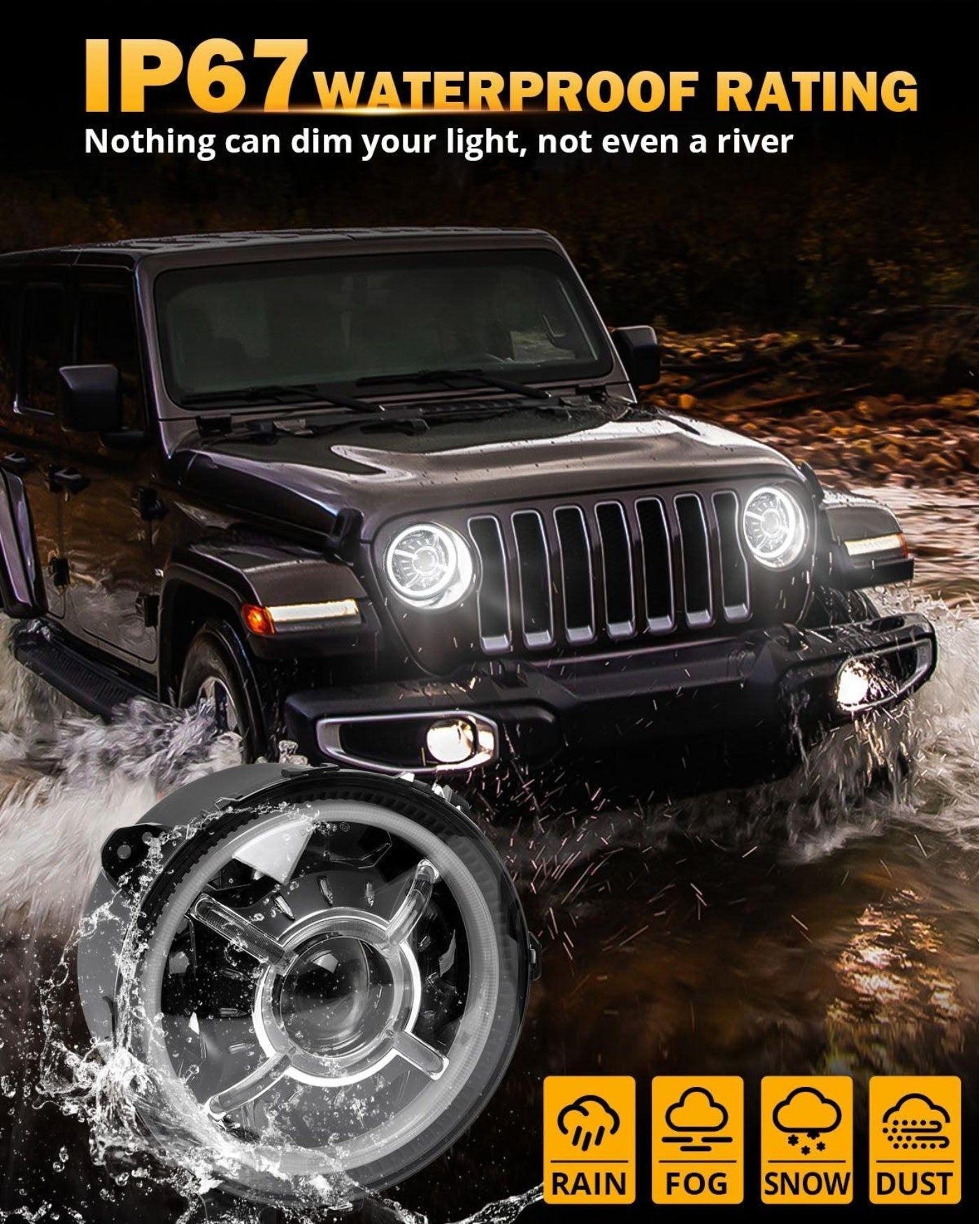 Auxbeam 9 Inch 100W Dot Approved LED Headlights with Halo DRL&Turn Signal High/Low Beam for 2018-2023 Jeep Wrangler JL Sport Sahara Rubicon MOAB Gladiator JT - QP010102