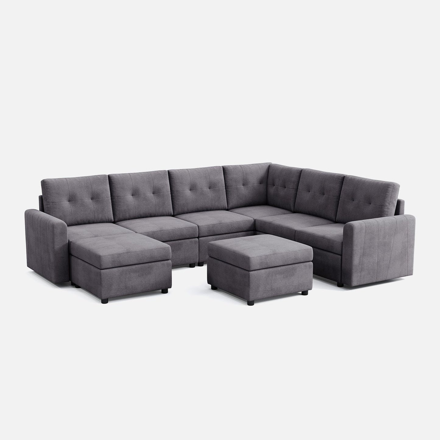 LINSY HOME RUBIK III 5 Seats With Corner & 2 Ottomans - US-LH-SPF-Sofa-S800-A11-521-0-00