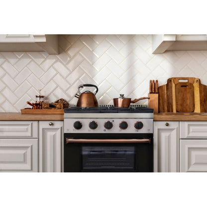 Kucht 36" Pro-Style Propane Gas Dual Fuel Range in Black with Rose Gold Accents, KDF362/LP-K-ROSE - KDF362/LP-K-ROSE