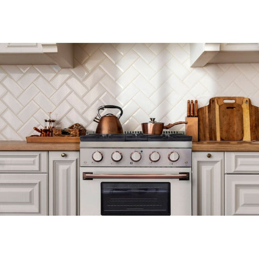 Kucht 36" Pro-Style Propane Gas Dual Fuel Range in White with Rose Gold Accents, KDF362/LP-W-ROSE - KDF362/LP-W-ROSE