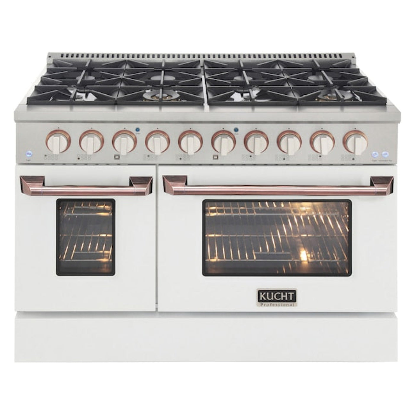 Kucht 48" Pro-Style Propane Gas Dual Fuel Range in White with Rose Gold Accents, KDF482/LP-W-ROSE - KDF482/LP-W-ROSE