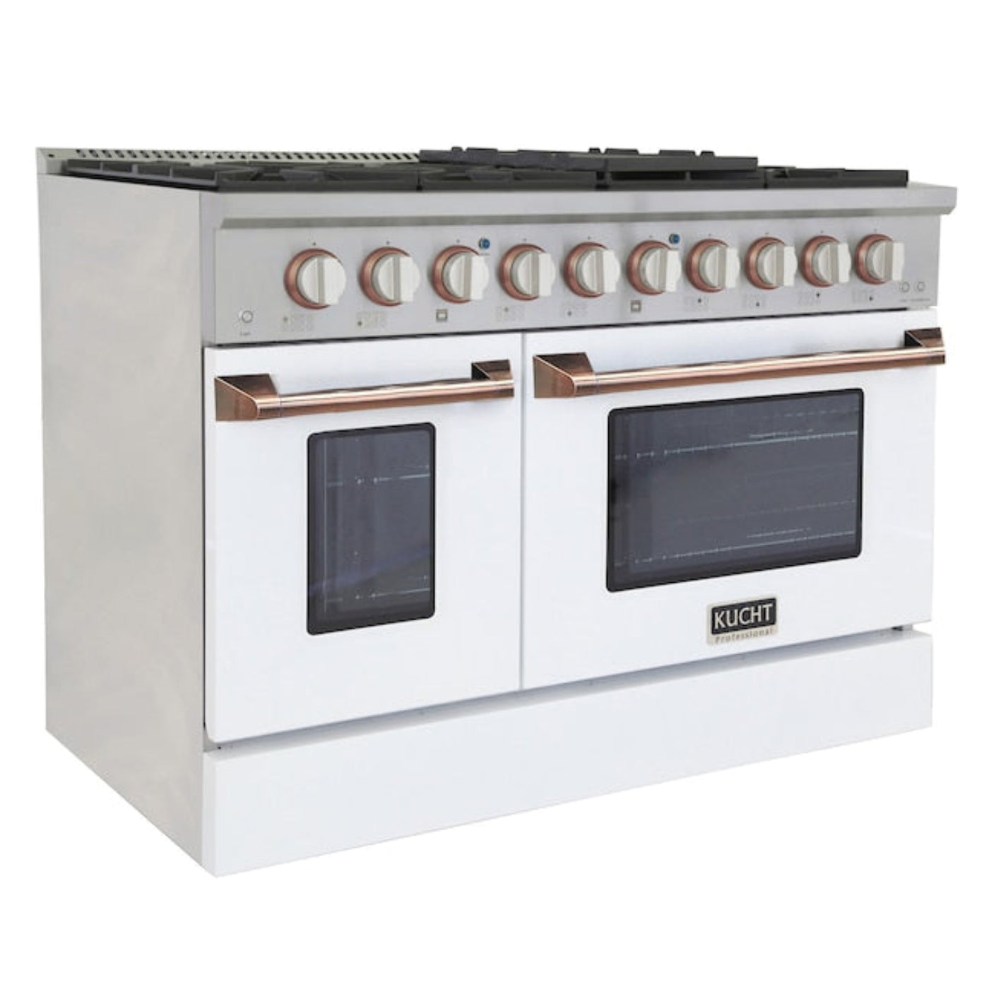 Kucht 48" Pro-Style Propane Gas Dual Fuel Range in White with Rose Gold Accents, KDF482/LP-W-ROSE - KDF482/LP-W-ROSE