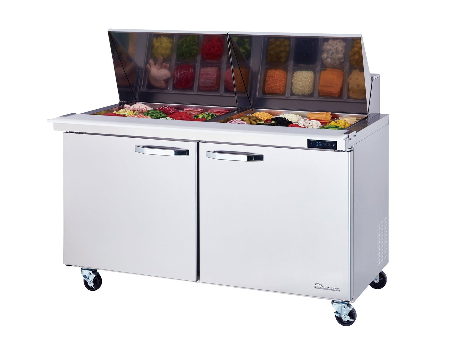 Blue Air  | 60" Wide 2 Door Mega Top Sandwich Prep Table - BLMT60-HC