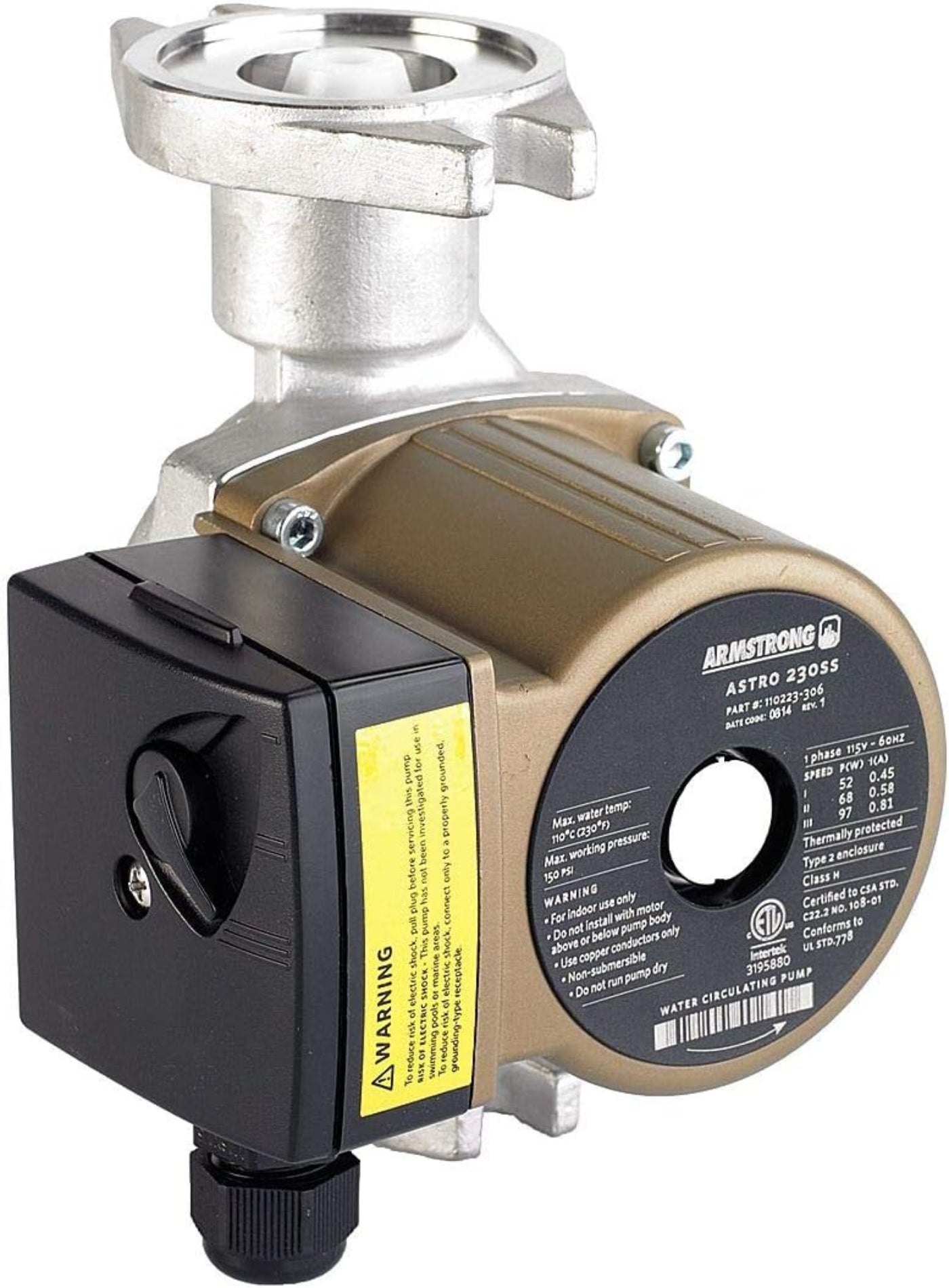 Armstrong 1/25 Horsepower Astro 230SS Wet Rotor Circulator Stainless Steel - 110223-306