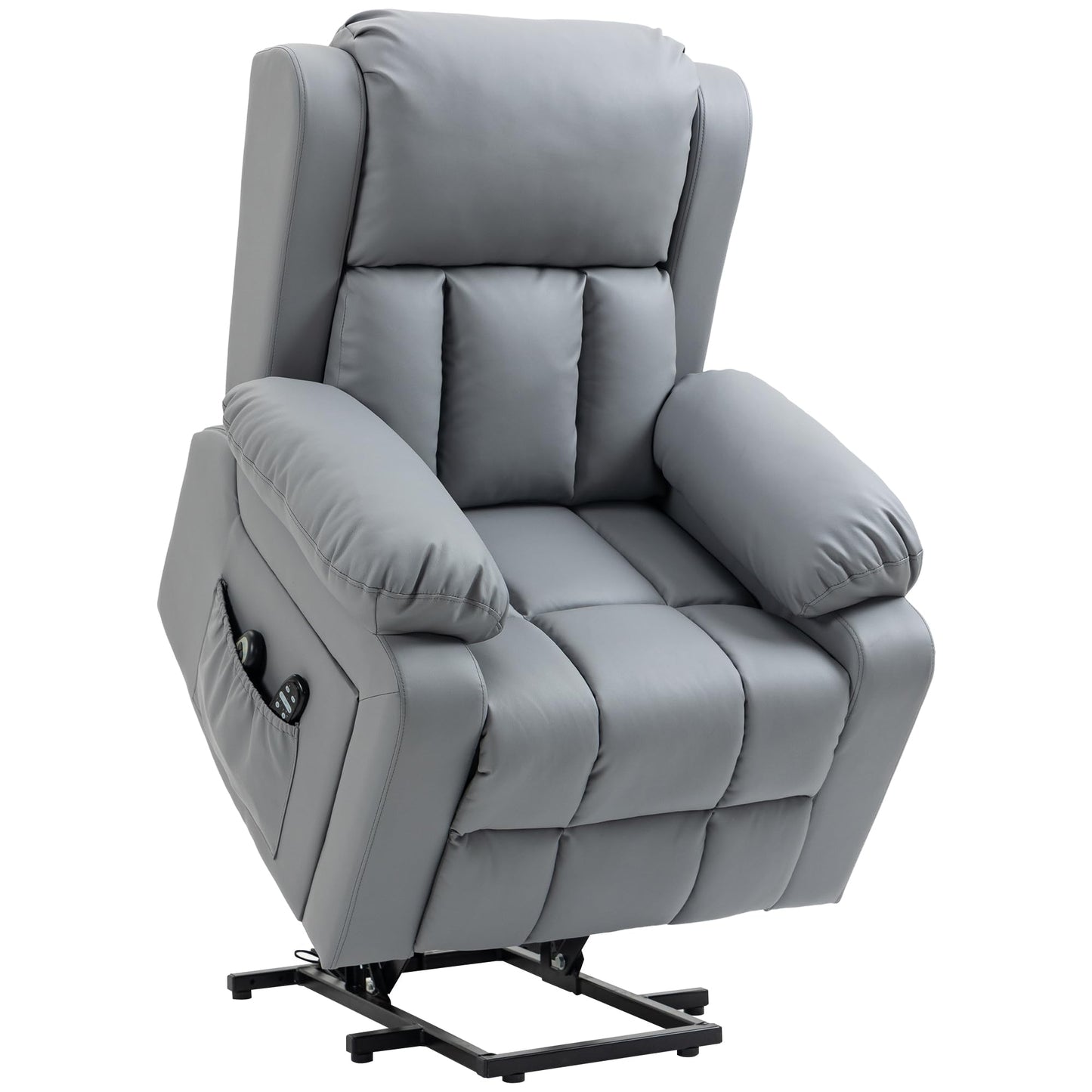 HomCom Electric Power Lift Recliner Chair, PU Leather Reclining Chair with Vibration Massage, - B0CNG99YFX
