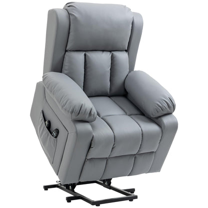 HomCom Electric Power Lift Recliner Chair, PU Leather Reclining Chair with Vibration Massage, - B0CNG99YFX